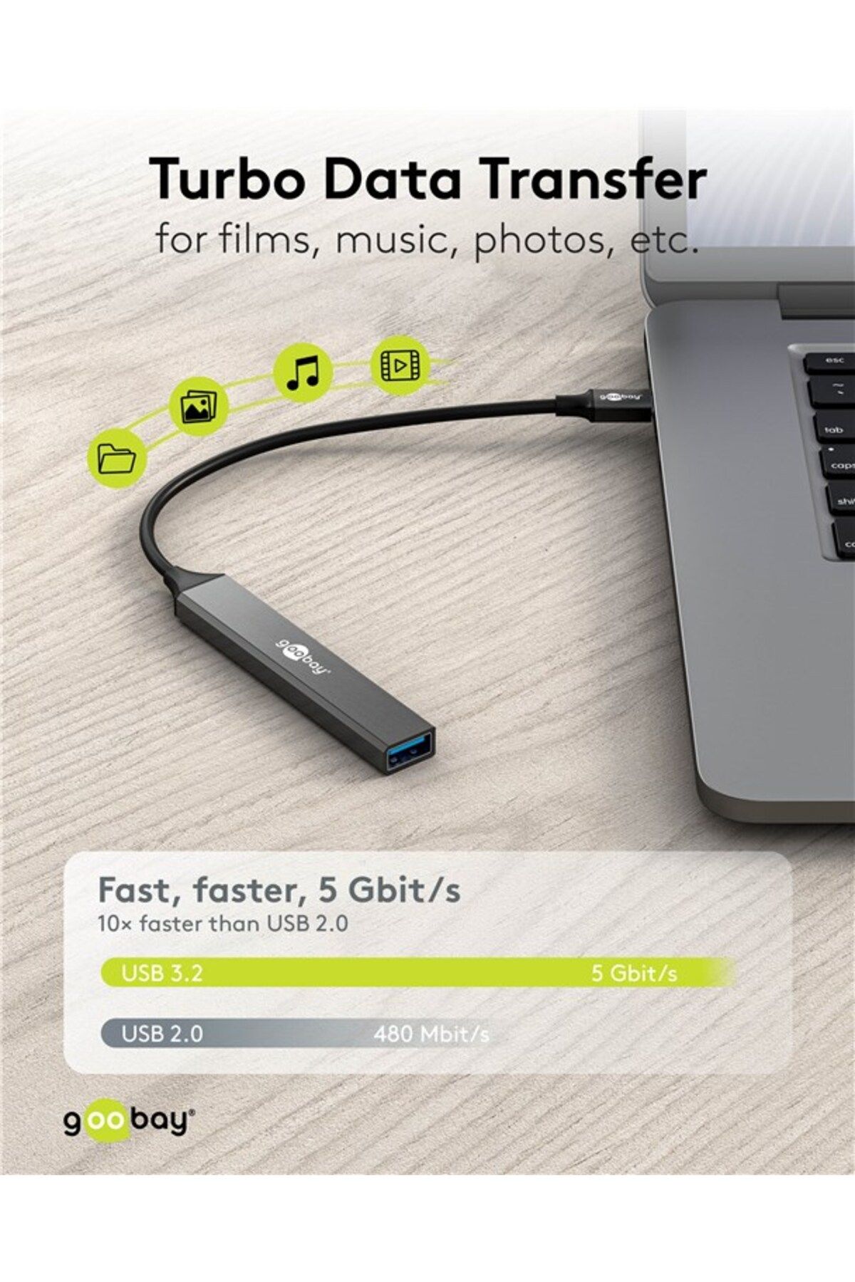 goobay-Slim 4-Port USB Hub, USB-C to USB-C/USB-A, 5 Gbit/s | 74459 5