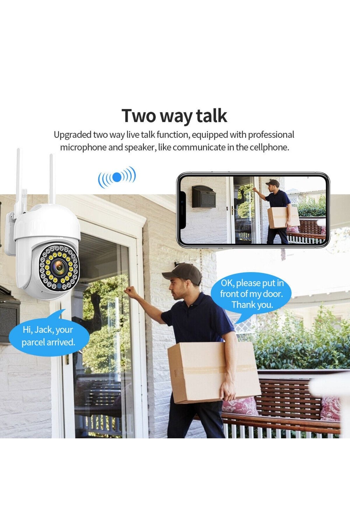 divendi-ro-Cameră de supraveghere CCTV IP inteligentă de 2MP, Wi-Fi, senzor de lumină și mișcare, infraroșu, alerte, albă 5