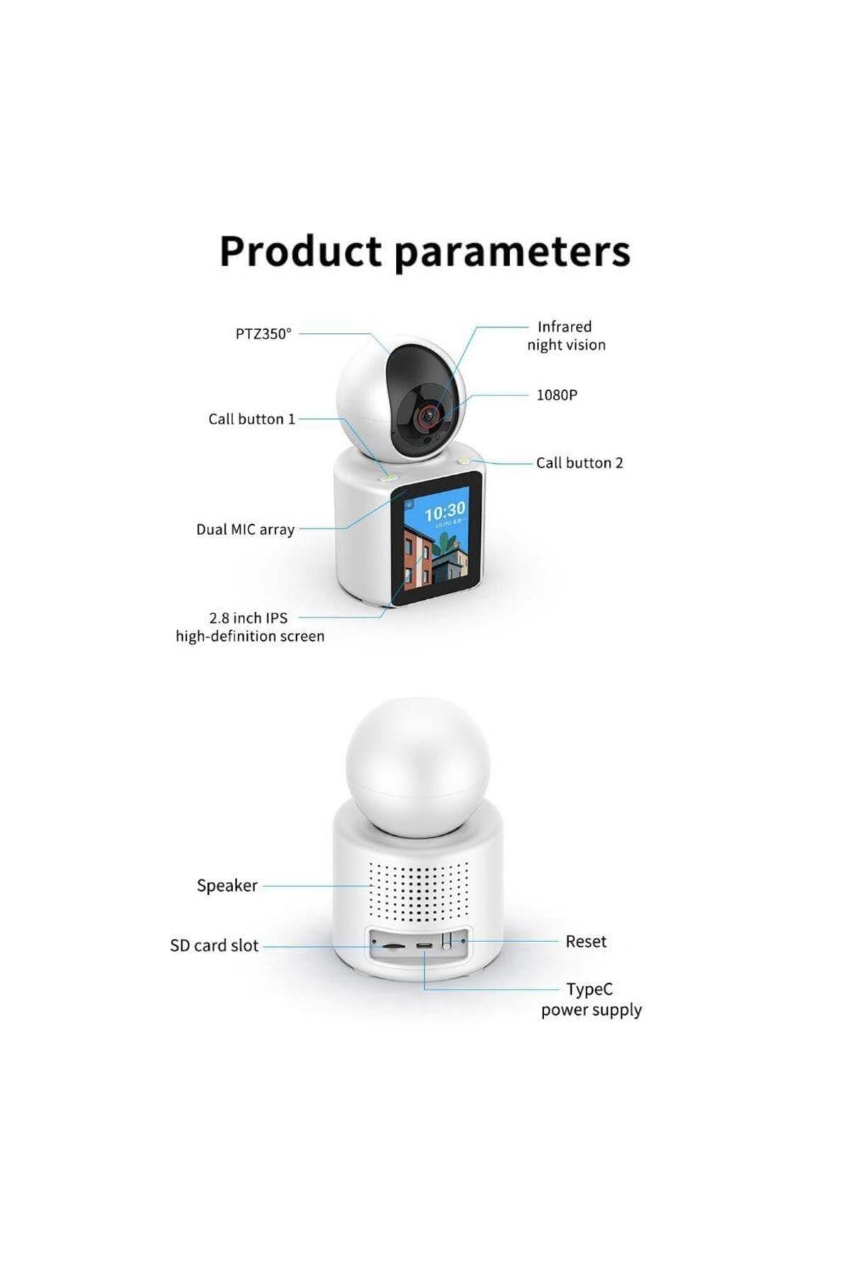 divendi-ro-Baby monitor surveillance camera with 2.8" HD display, IR, bluetooth, WiFi, motion and cry detection 14