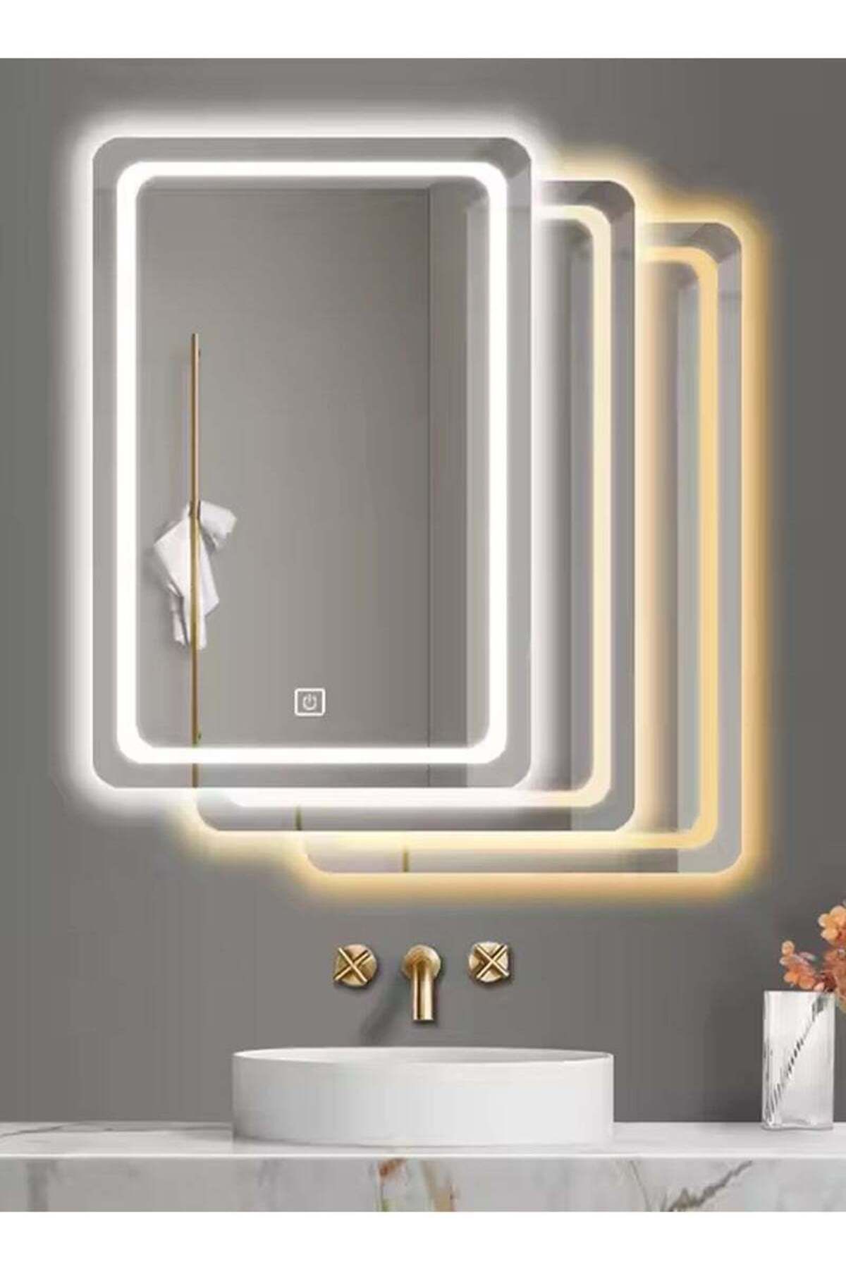 Taimi-60x40cm LED Rectangular Mirror with Touch Control, Front and Back Light, for Bathroom and Makeup 6