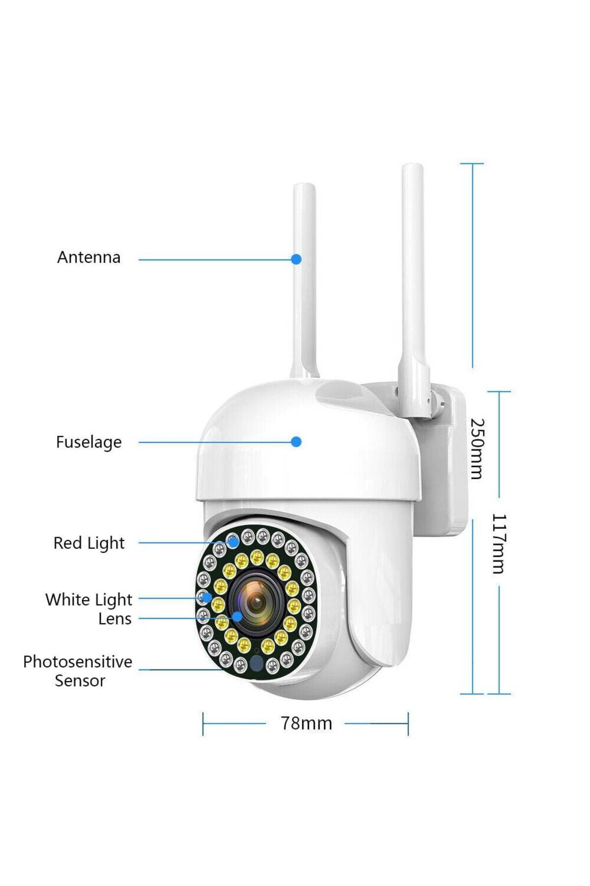 divendi-ro-Cameră de supraveghere CCTV IP inteligentă de 2MP, Wi-Fi, senzor de lumină și mișcare, infraroșu, alerte, albă 15