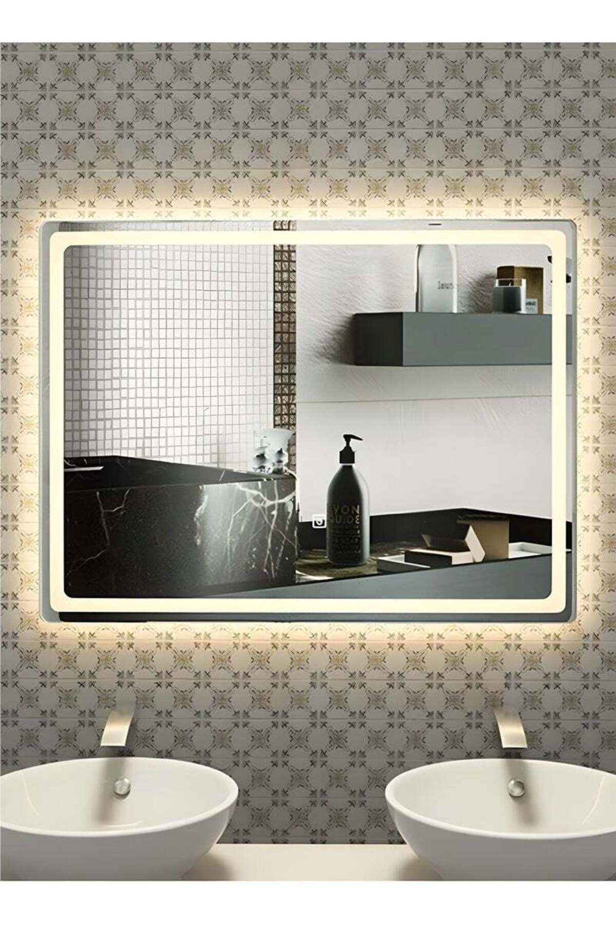 Taimi-60x40cm LED Rectangular Mirror with Touch Control, Front and Back Light, for Bathroom and Makeup 1