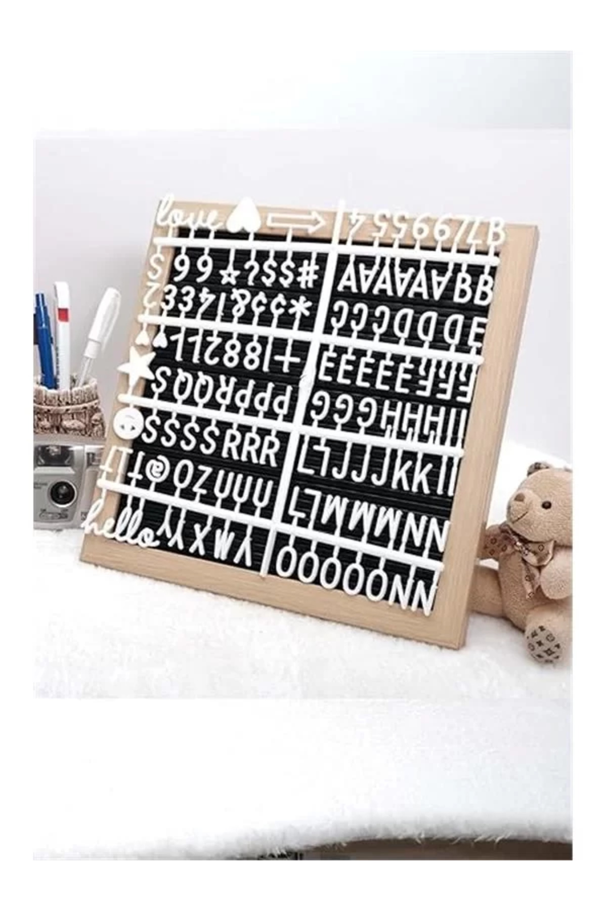 Patladı Gitti Ahsap Yazı Panosu Mesaj Tahtası Ve Beyaz Harf Seti fotoğrafı 4 (önizleme)