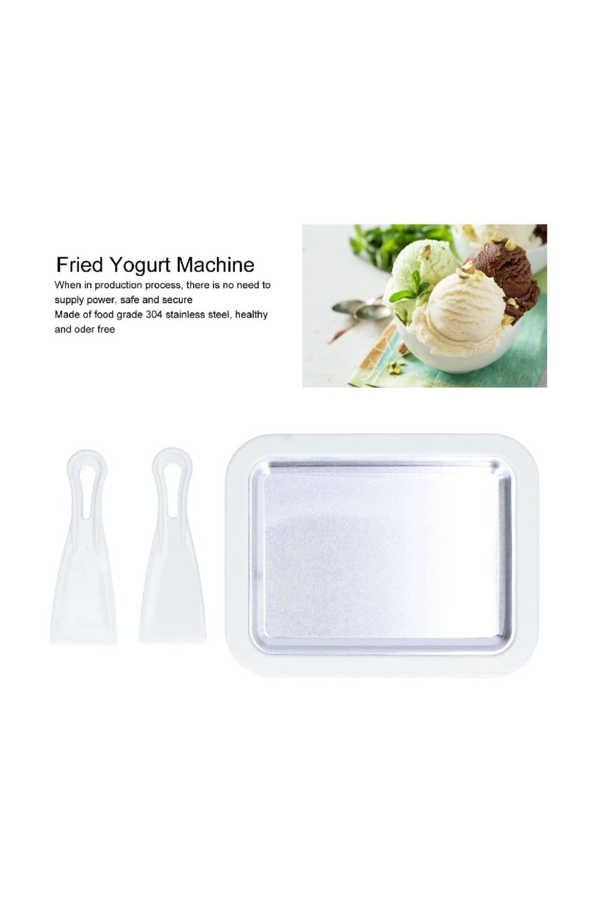 BV-Plita termica pentru inghetata Thailandeza instant tip rulou, Accesorii Incluse, 22 cm, Alb, 411COF 6
