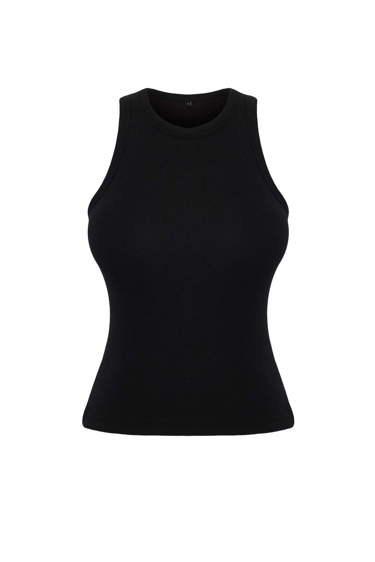 Trendyol Collection-Černá hrudní vycpávka - Flat Fit Revised Ropa / Body Matching Color Block tílko 6