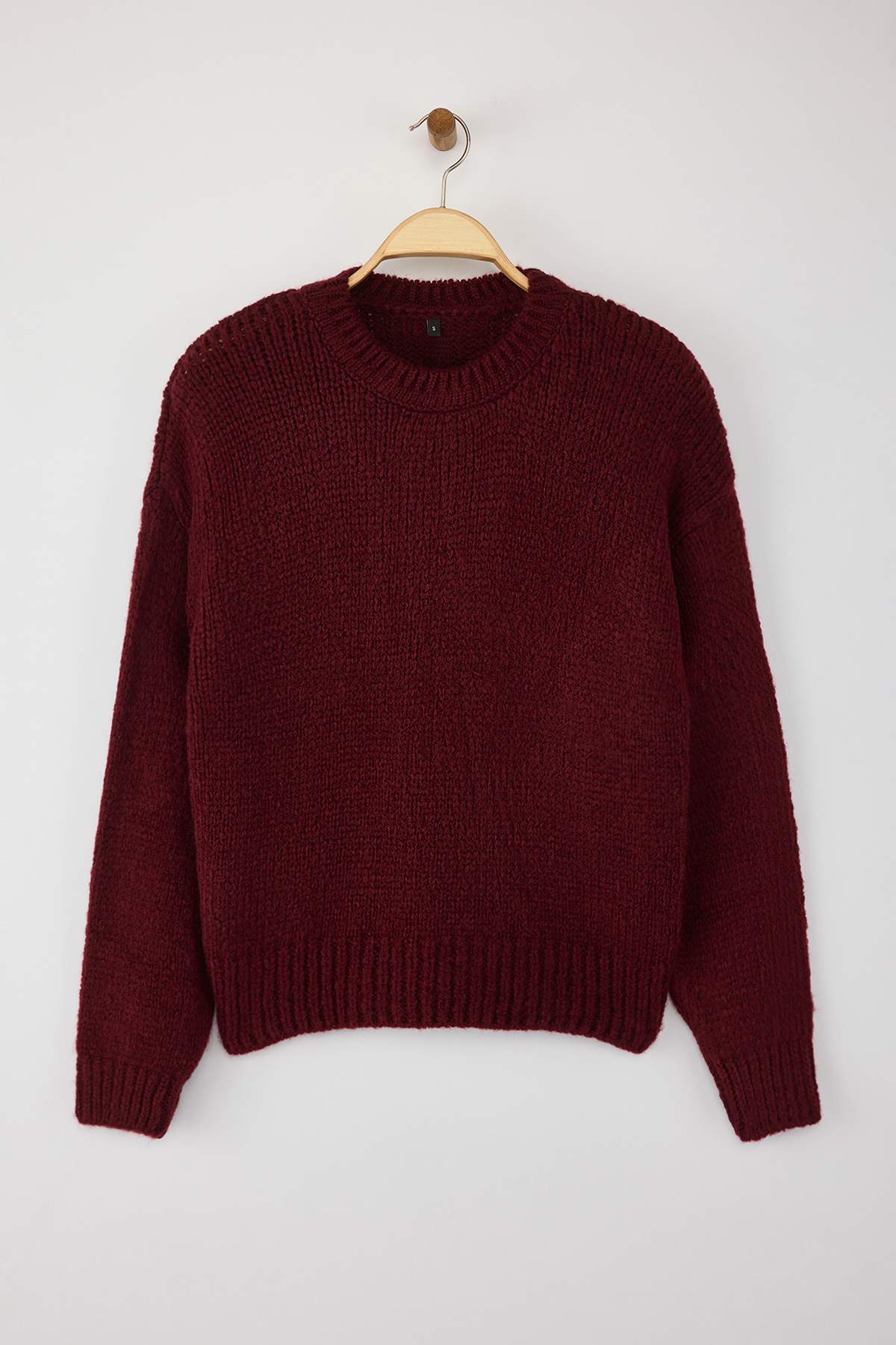 Trendyolmilla  Bordo Geniş Kalıp Yumuşak Dokulu Basic Triko Kazak TWOAW23KZ00185 - Görsel 6