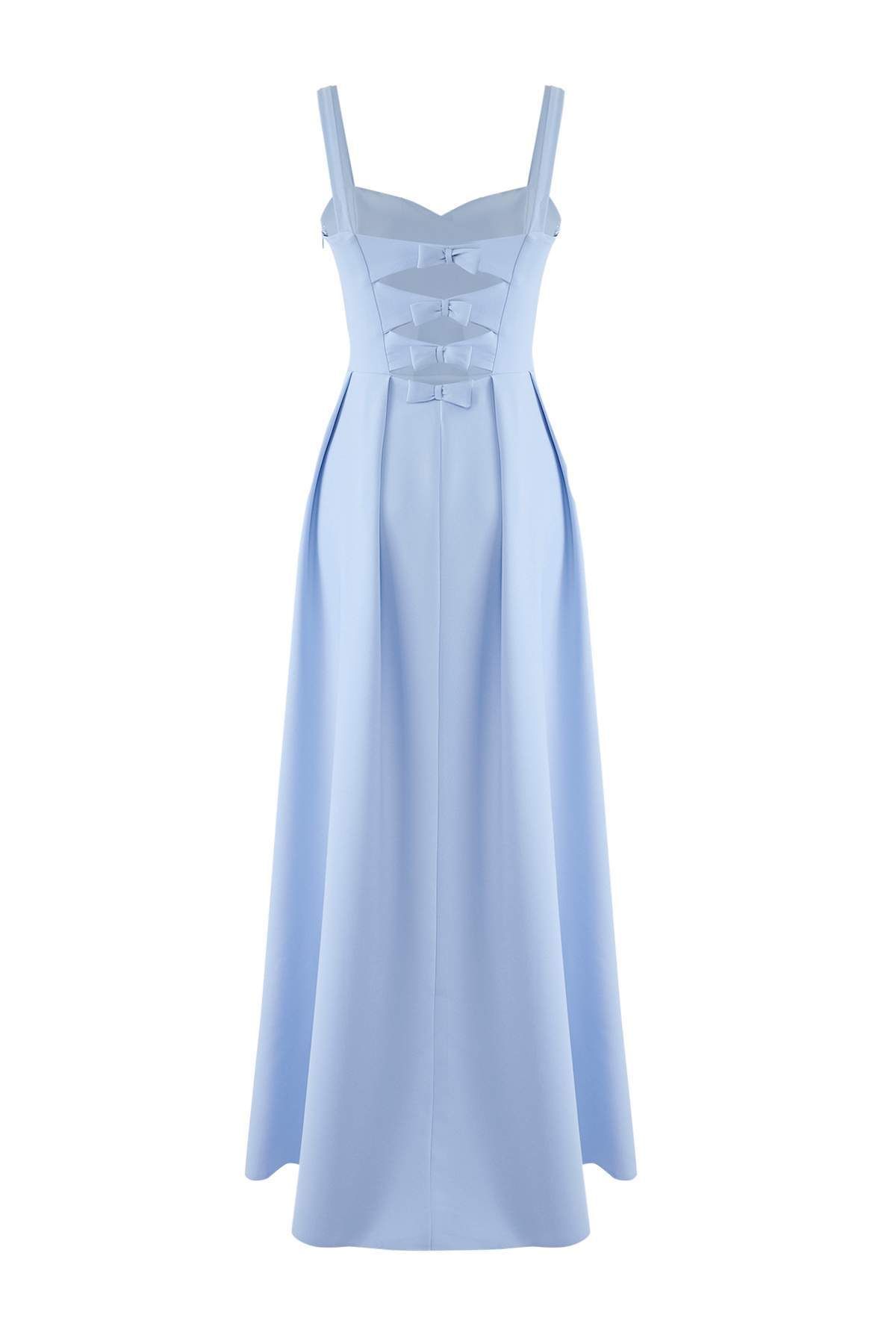Trendyol Collection-Μπλε γαλάζιο A-Line Φιόγκος στην πλάτη Λεπτομερές υφαντό μακρύ κομψό βραδινό φόρεμα & φόρεμα επιστροφής στο σπίτι TPRSS25AE00020 6