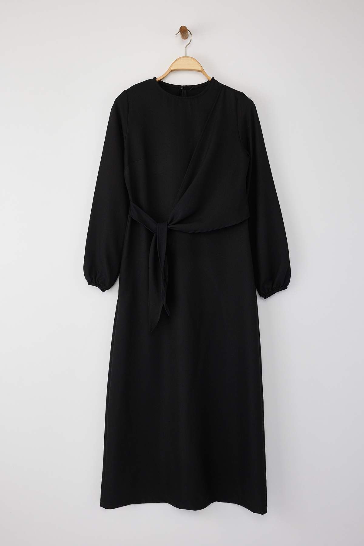 Trendyol Modest-Rochie țesătă cu aspect de in negru TCTSS25EB00129 5