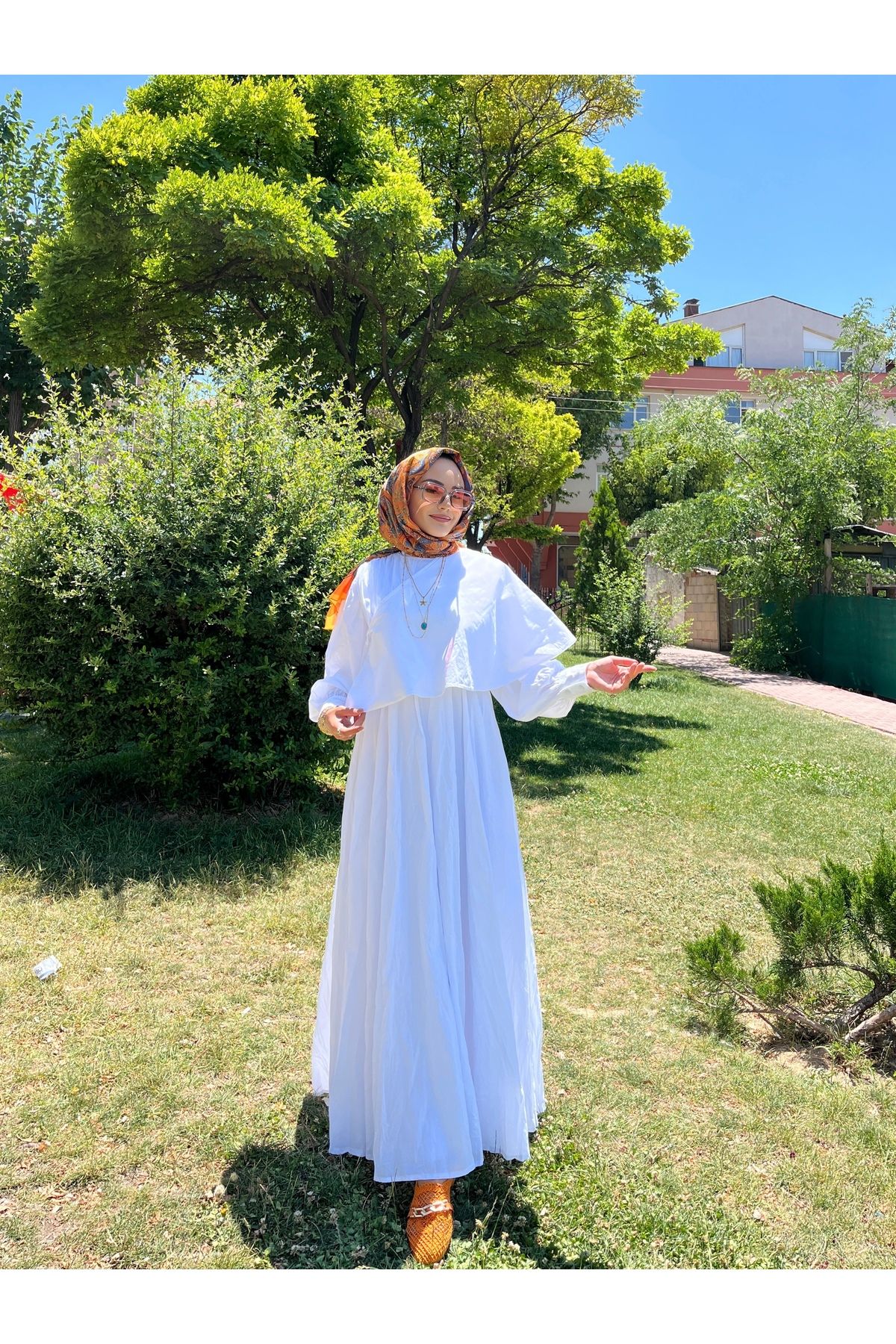 BELİ LASTİKLİ KIRAŞ VUAL TESETTÜR ELBİSE