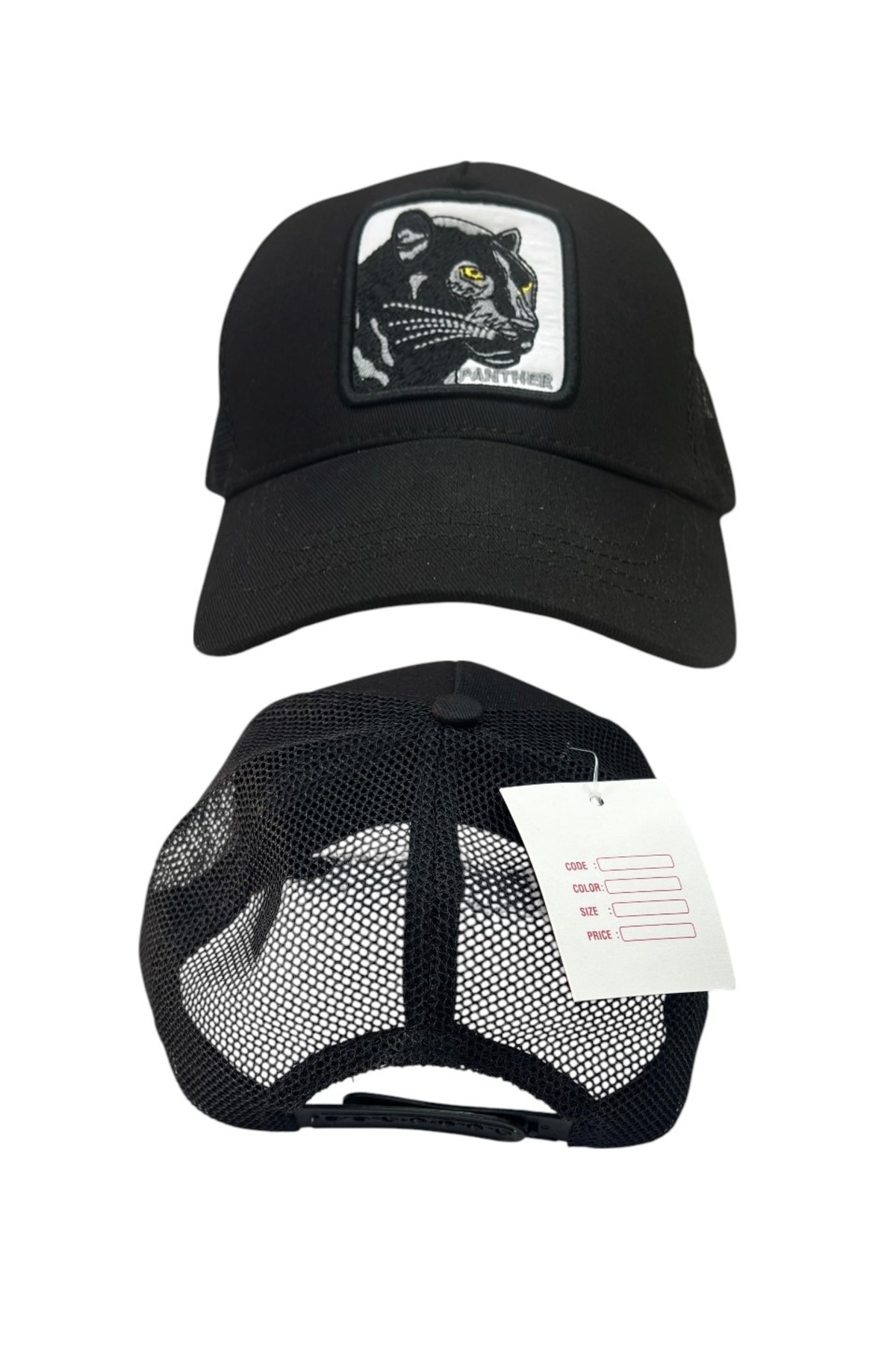 TABANÇORAPLARI Black Panther Cap Panter Figürlü arkası FİLELİ Unisex Siyah Şapka görsel 3
