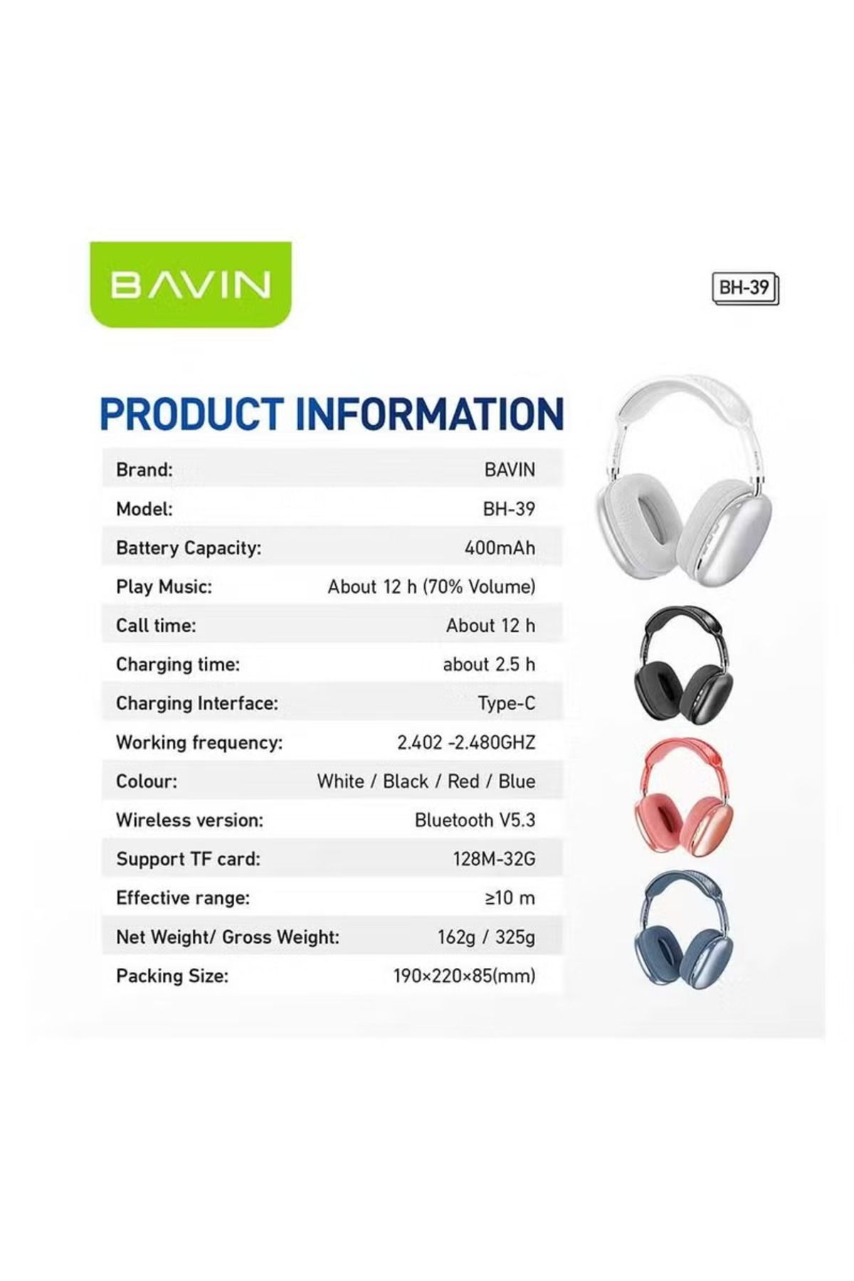 Bavin-Wireless Bluetooth Headphones with Active Noise Cancellation and Built-in High-Quality Microphone fo 3