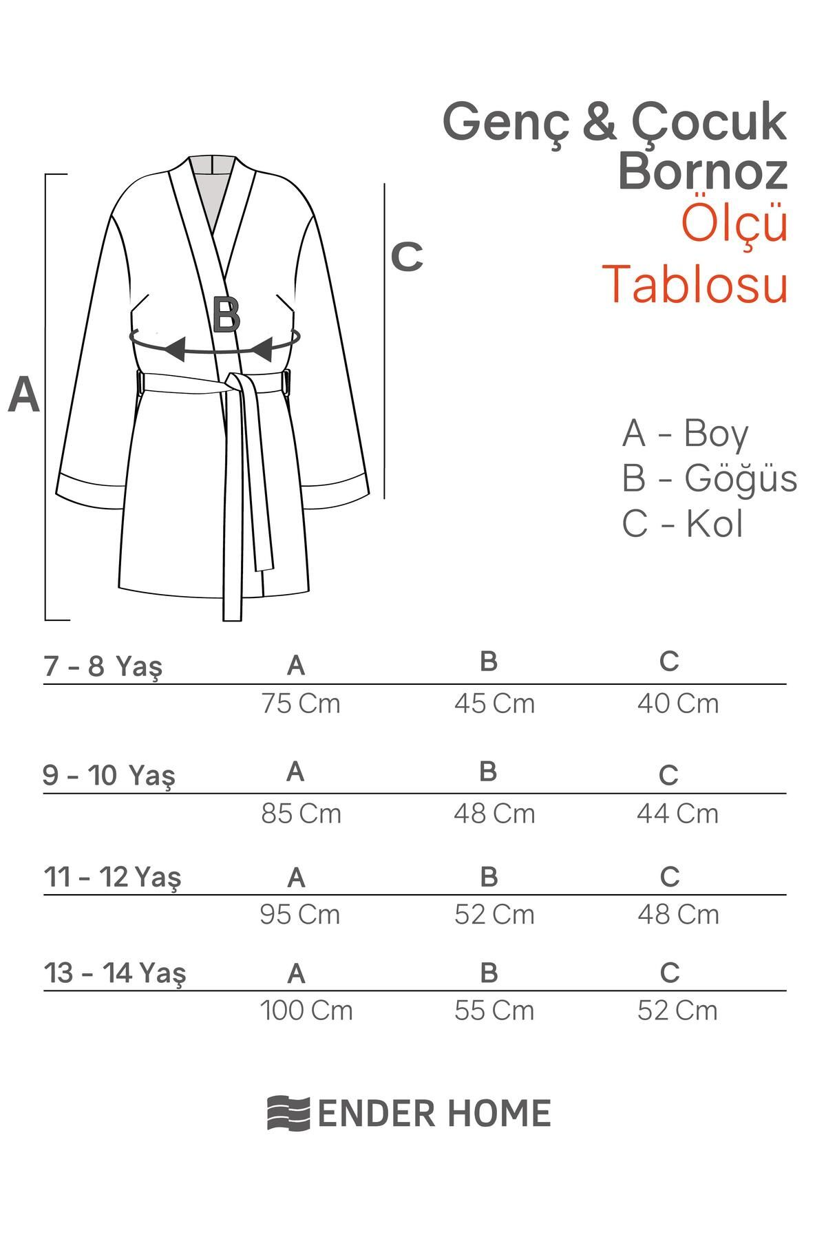 Ender Home-Halat de baie cu glugă pentru tineri și copii, 100% bumbac, unisex 4