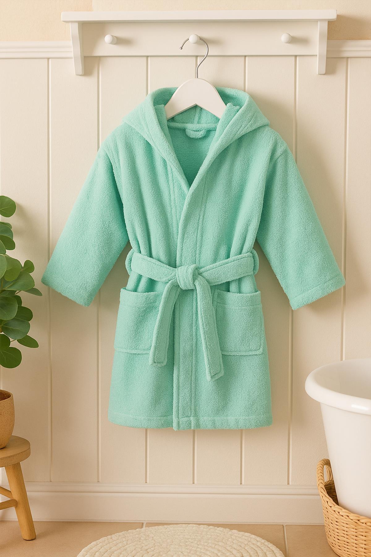 Ender Home CottonVerse Genç & Çocuk Kapşonlu Bornoz – %100 Pamuk, Unisex fotoğrafı 3 (önizleme)