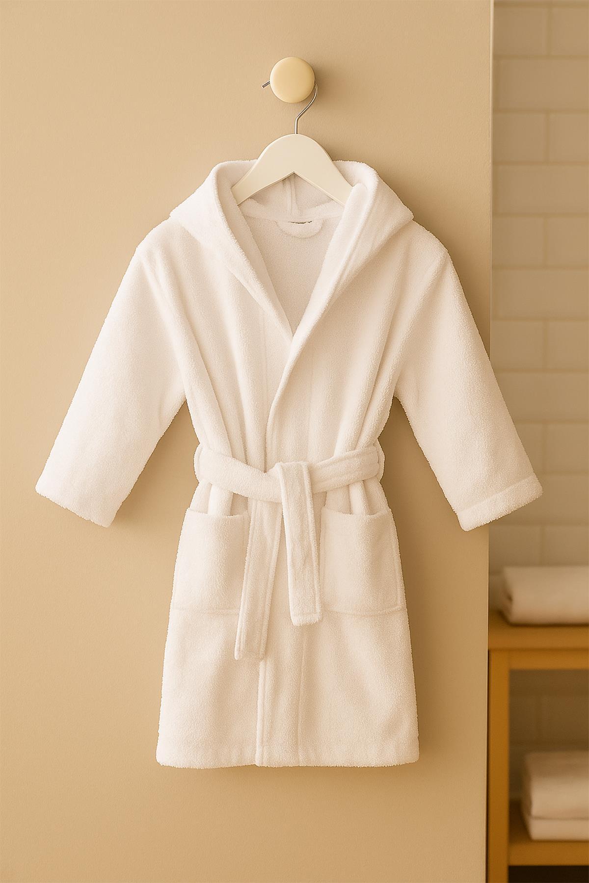 Ender Home CottonVerse Genç & Çocuk Kapşonlu Bornoz – %100 Pamuk, Unisex fotoğrafı 3 (önizleme)
