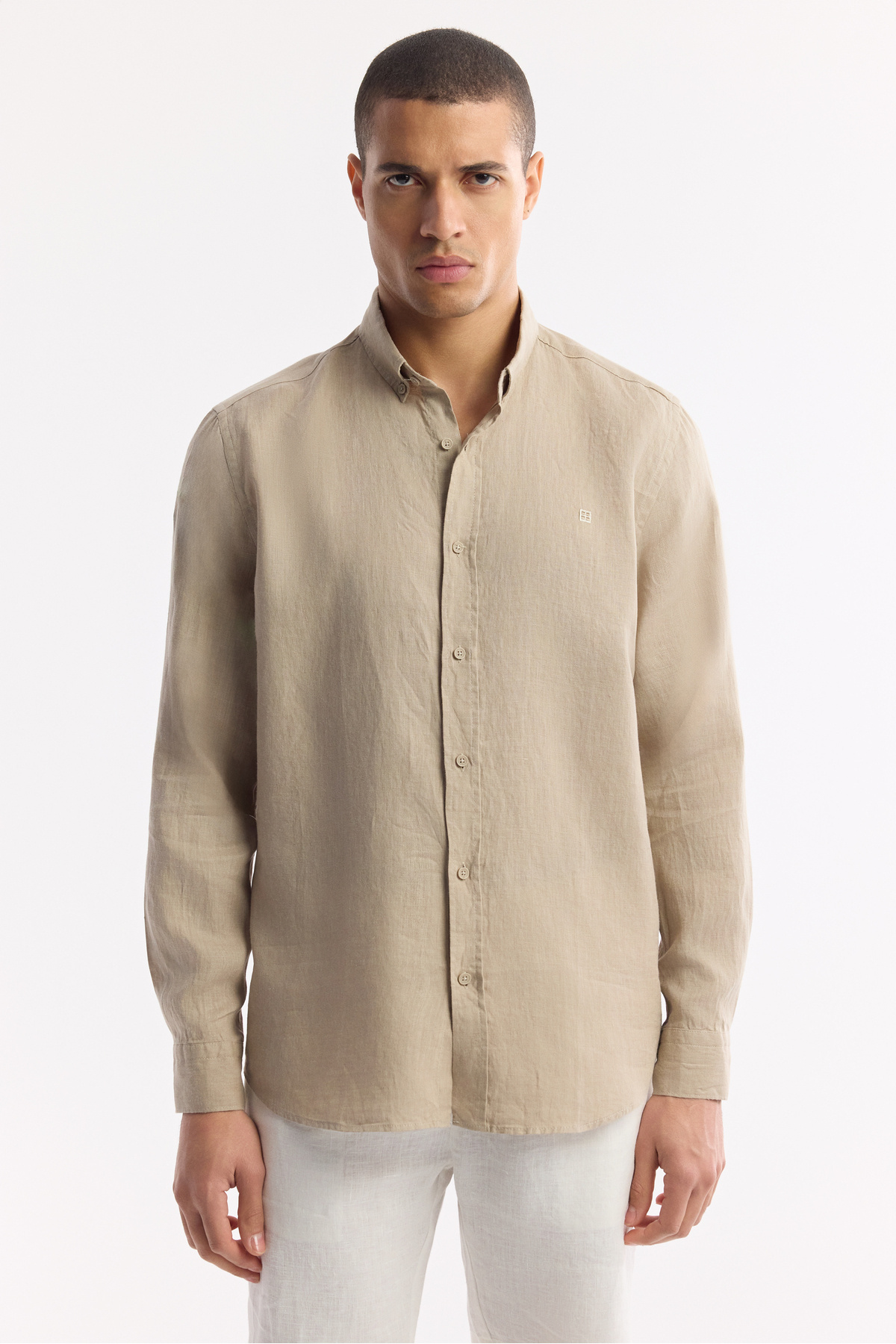 Avva-Férfi Mink 100% vászon gombos galléros ing B 002191 5