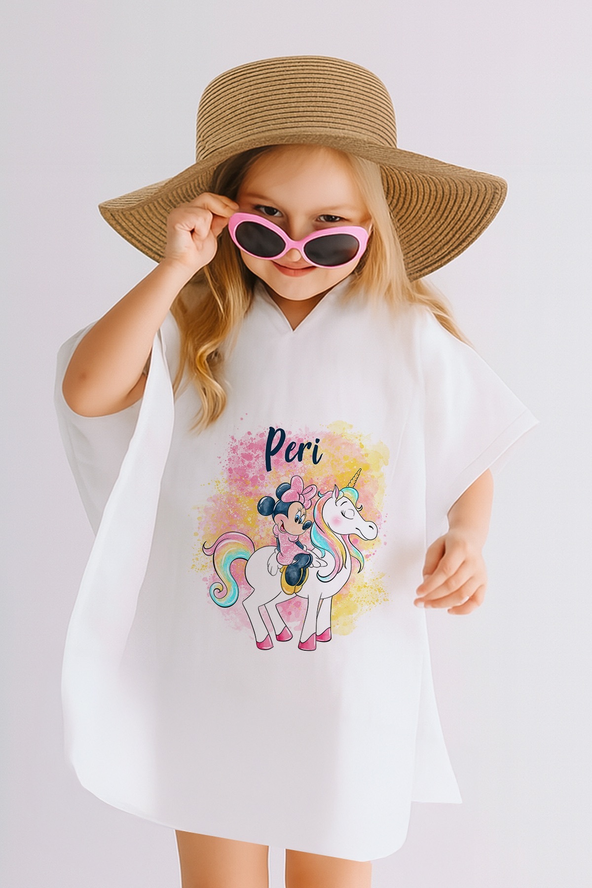 Name Only 100% Cotton Muslin Hooded Girl Poncho Bathrobe Minnie Mouse