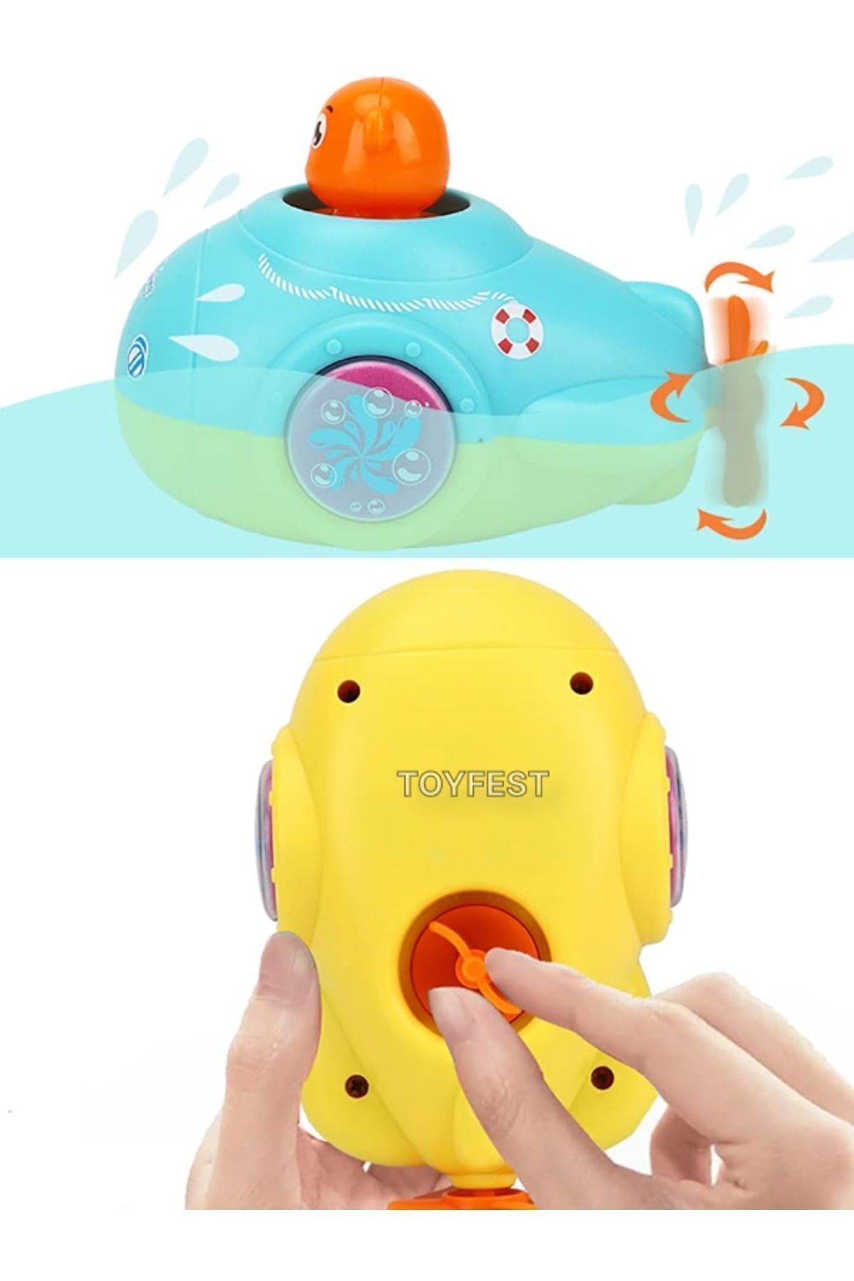 TOYFEST Kurmalı Kendiliğinden Banyo Küvet Havuz Deniz de Yüzen AyıcıK Submarine Denizaltı Oyuncak - Model 2 fotoğrafı 3 (önizleme)