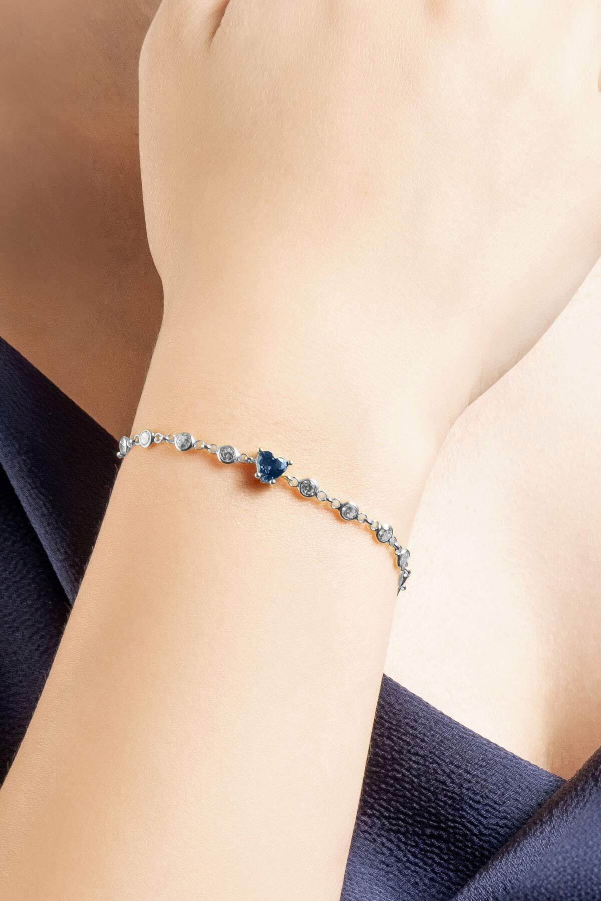 So CHIC... Aşk Yolu 18 Ayar Beyaz Altın Kaplama 19 Cm Gümüş Bileklik görsel 2
