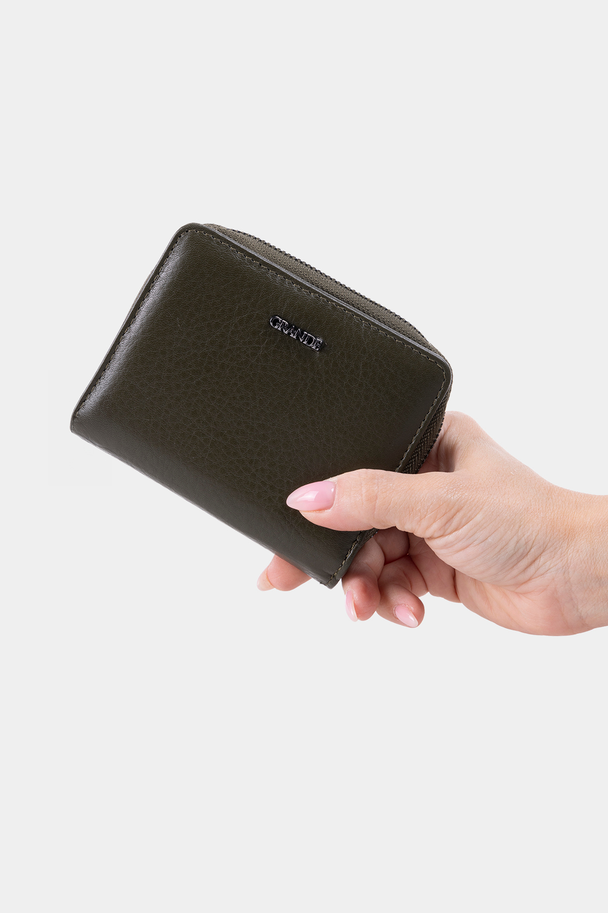 2822 Genuine Leather Women's Wallet with Horizontal Snap Fastener Arsel Green
