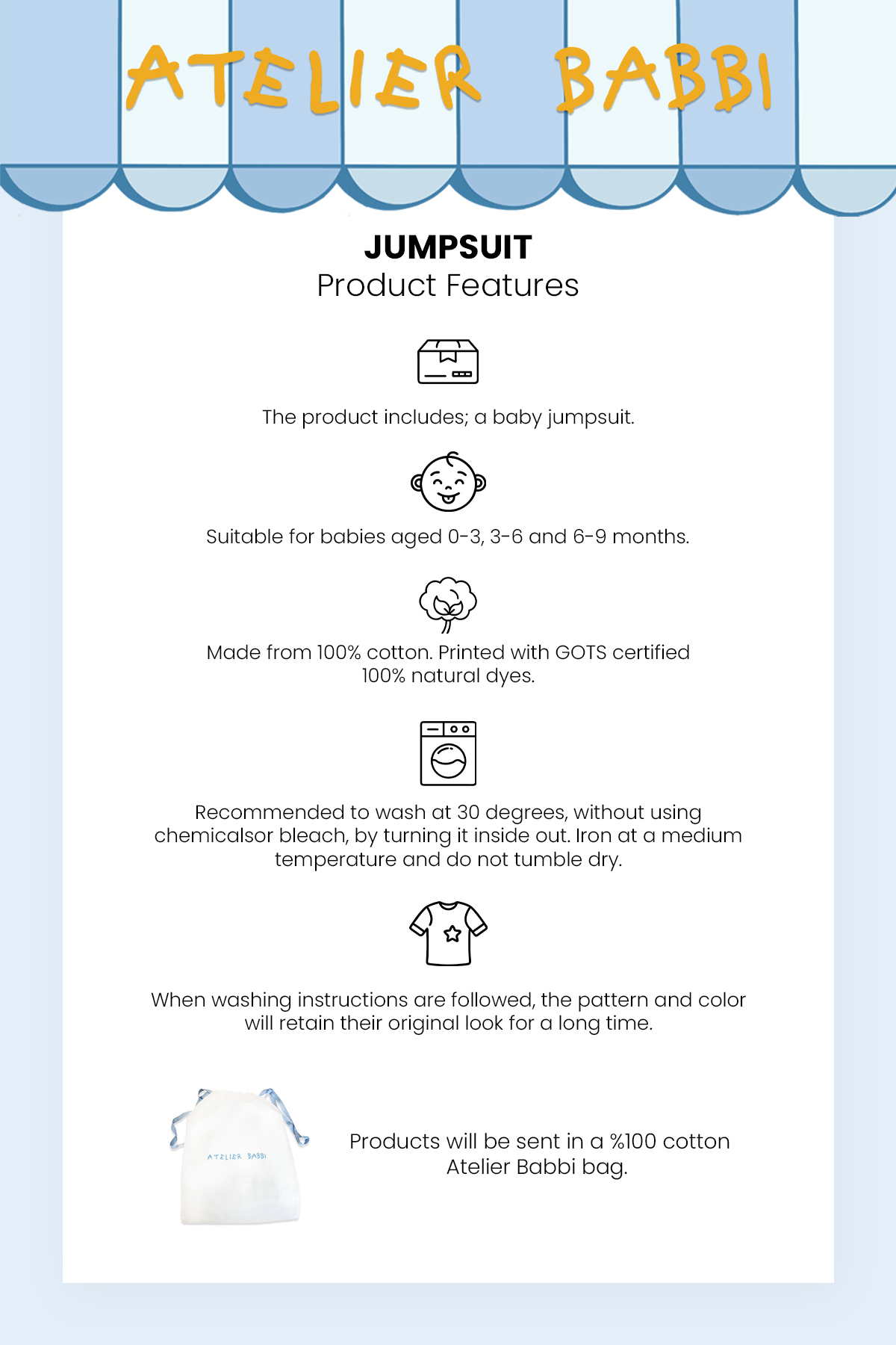 Atelier Babbi %100 Pamuk Bebek Tulum - Funfair fotoğrafı 4 (önizleme)