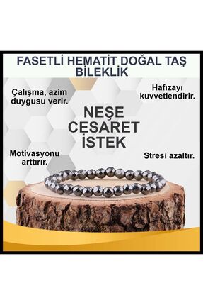 OSMANLI DEĞERLİ TAŞ Sertifikalı Fasetli Hematit Doğal Taş Bileklik 6 Mm - B818