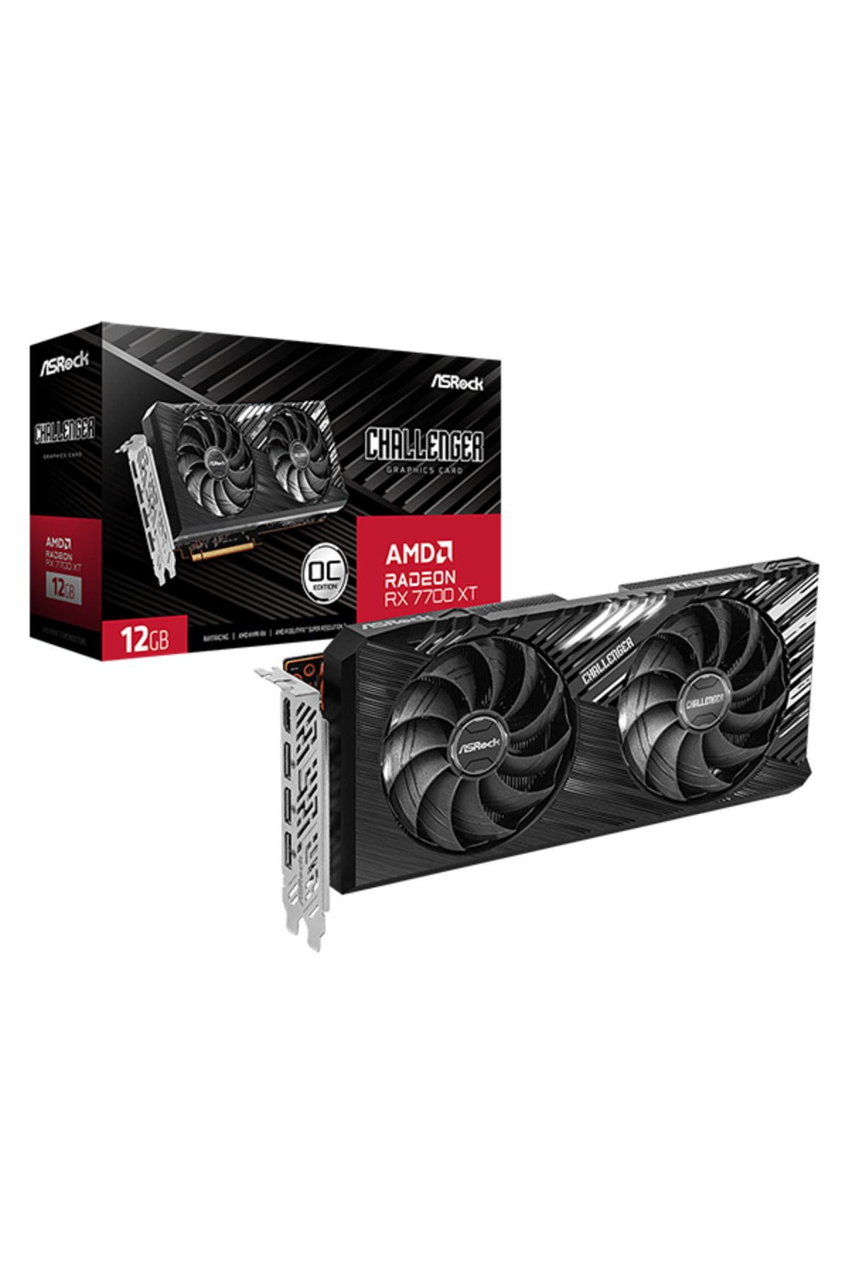 ASROCK-Placa video ASRock Radeon RX 7700 XT Challenger OC 12GB GDDR6 192-bit 1