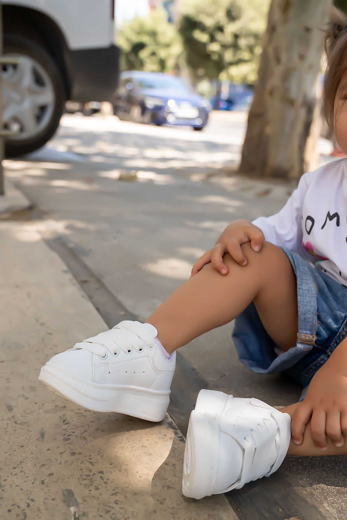 Blyss Bebek Çocuk Günlük Beyaz Beyaz Zarif Rahat Spor Ayakkabı Sneaker fotoğrafı 5 (önizleme)