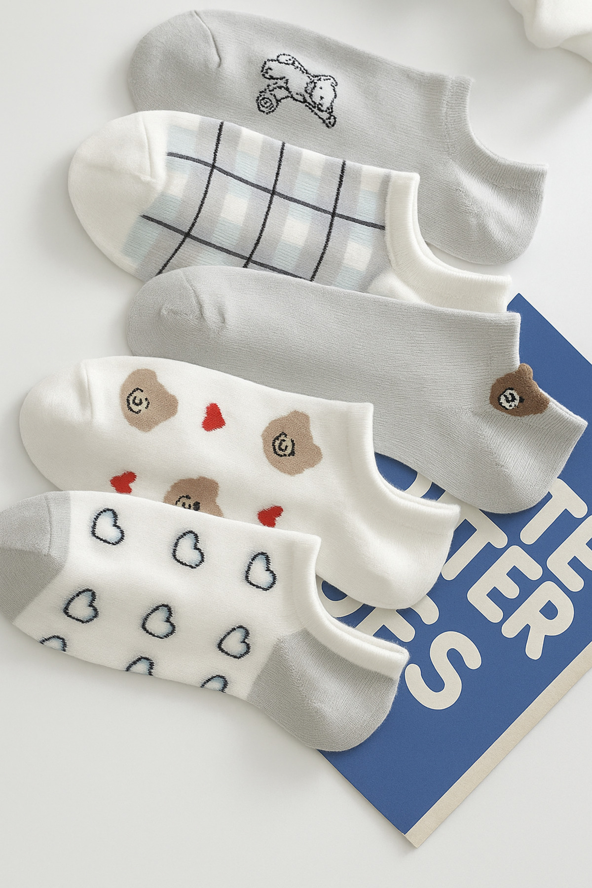 Black Arden Socks Kadın Renkli Ayıcık Desenli Çorap 5 Çift Pamuklu görsel 4
