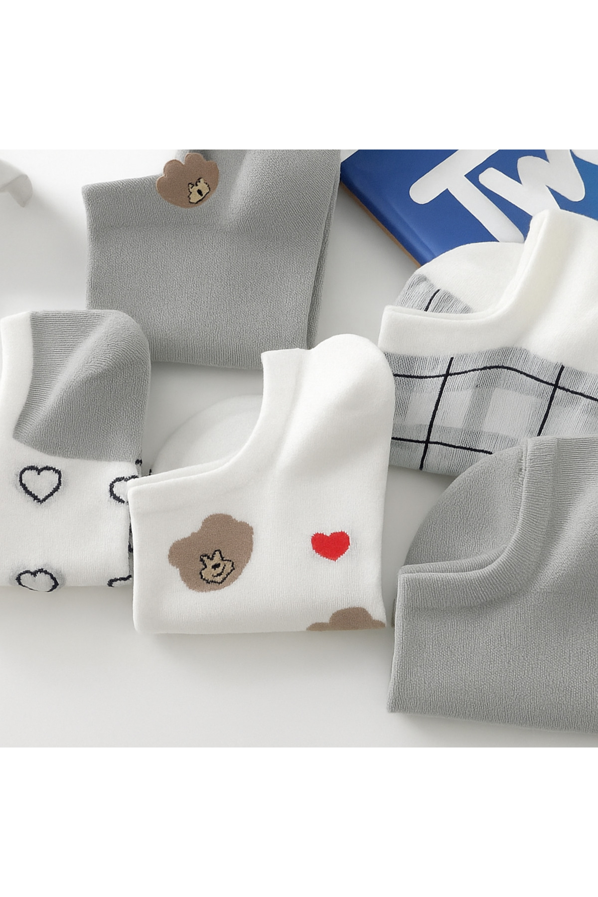 Black Arden Socks Kadın Renkli Ayıcık Desenli Çorap 5 Çift Pamuklu görsel 8