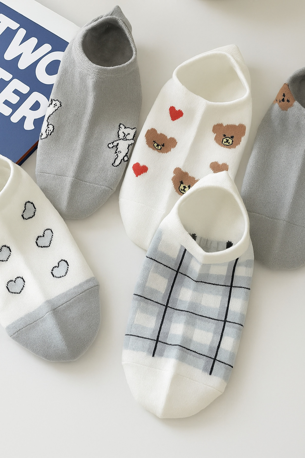 Black Arden Socks Kadın Renkli Ayıcık Desenli Çorap 5 Çift Pamuklu görsel 6