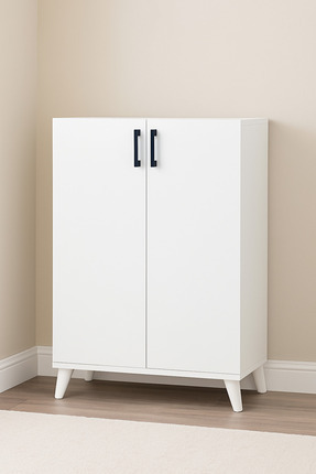 PAZARACTİVE 4 Raflı 2 Kapaklı Ayakkabılık Çok Amaçlı Dolap Ayakkabı Dolabı Beyaz
