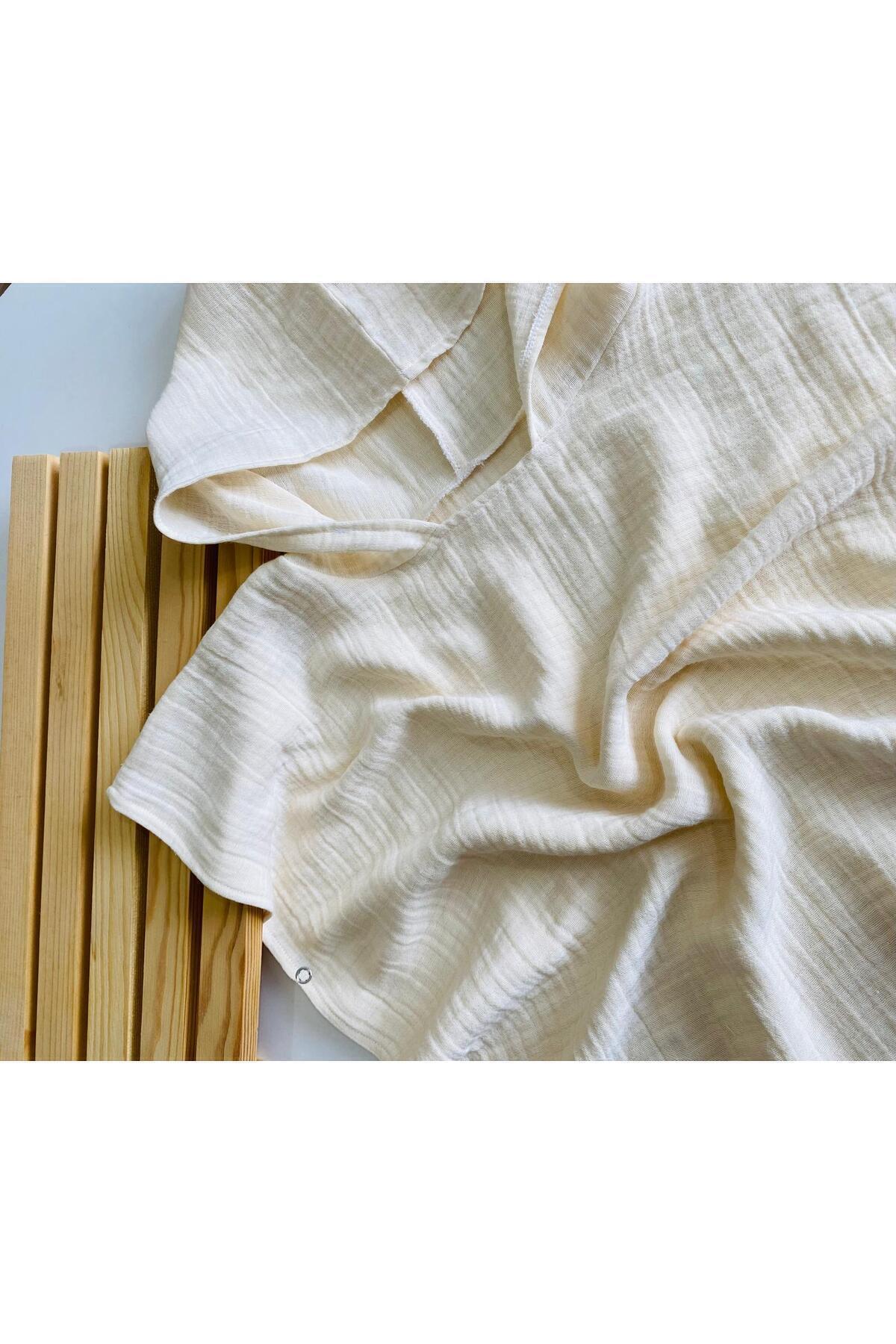 GÜNEŞ KİDS Organik %100 Pamuk Müslin Kapşonlu Plaj Çocuk Bebek Panço Bornoz Banyo Havlu fotoğrafı 3 (önizleme)