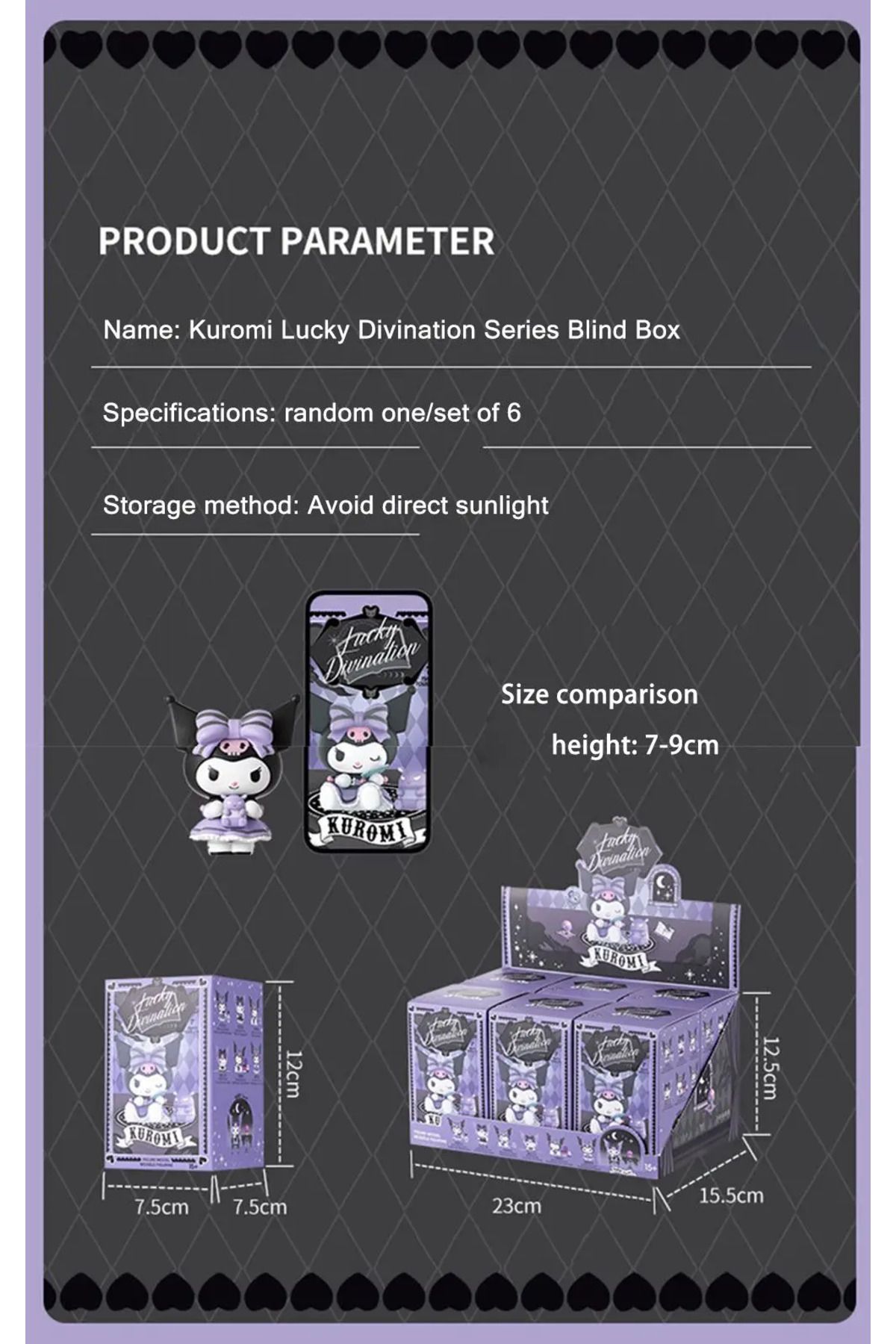 Miniso-random style 1pcs 6Pcs Set Sanrio Kuromi Blind Box Lucky Divination Series Action Figure Doll Surpri 5