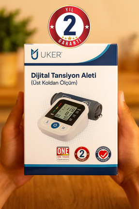 UKER Tansiyon Aleti, Üst Koldan Tansiyon Ölçer, USB Girişli, HD Ekran