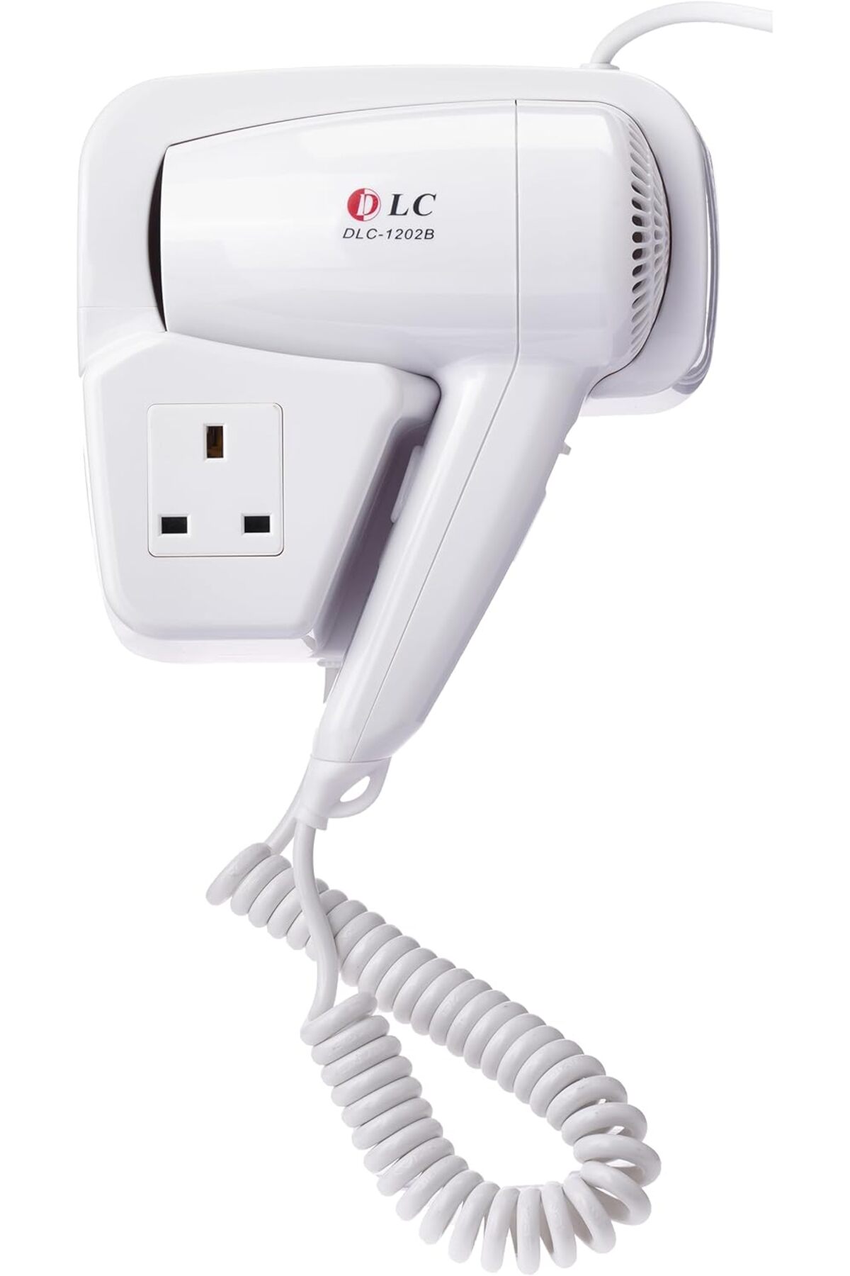 مجفف شعر بقوة ١٢٠٠ واط، بتردد ٦٠/٥٠ هرتز، مزود بثلاثة منافذ طاقة. سهل التركيب على الحائط (أبيض)