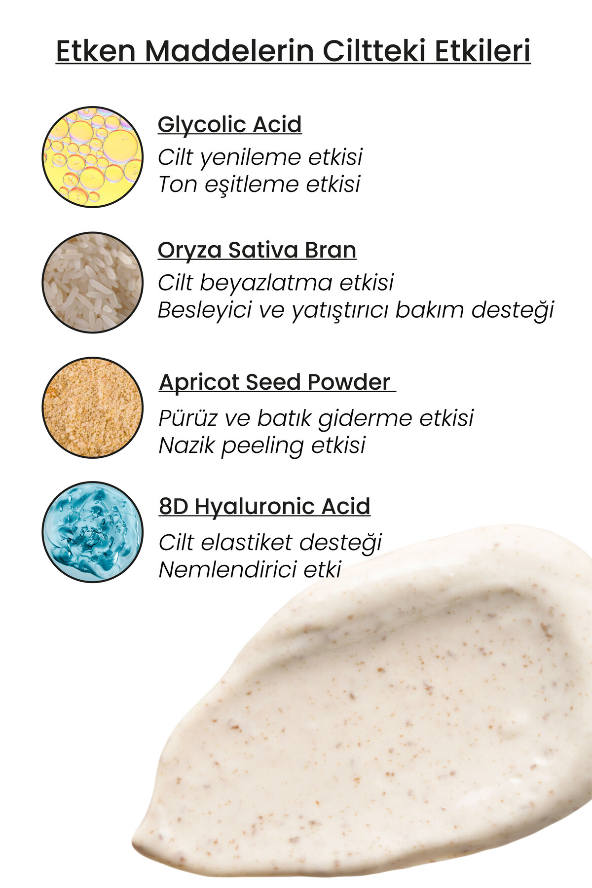 Glikolik Asit Vücut Peelingi - Pirinç Özlü Hyaluronik Asit İçeren Body Scrub 250 ml — L123 — تصویر 5 از 6