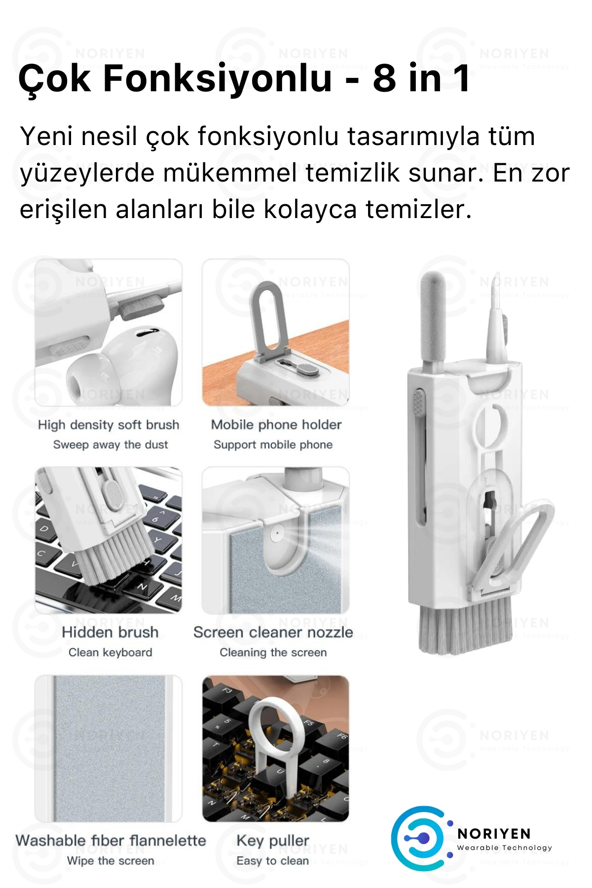 Çok Fonksiyonlu Sprey Depolu 8in1 Premium Telefon Laptop Kulaklık Klavye Ekran Q8 Temizleme Kiti