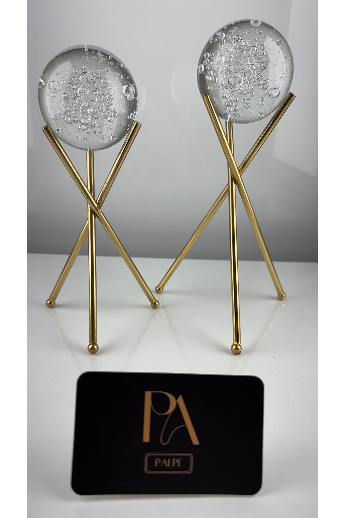 Gold 2-Piece Metal Decorative Object Trinket Ornament Hall Accessory Tv Coffee Table Table Console Office Hall Decor