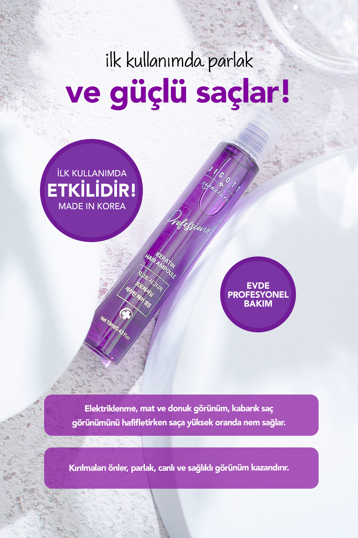 Keratin İçeren Konsantre Saç Bakım Serum Set Jigott Professional Keratin Hair Ampoule 13ml — 88095412827J2 — تصویر 3 از 6