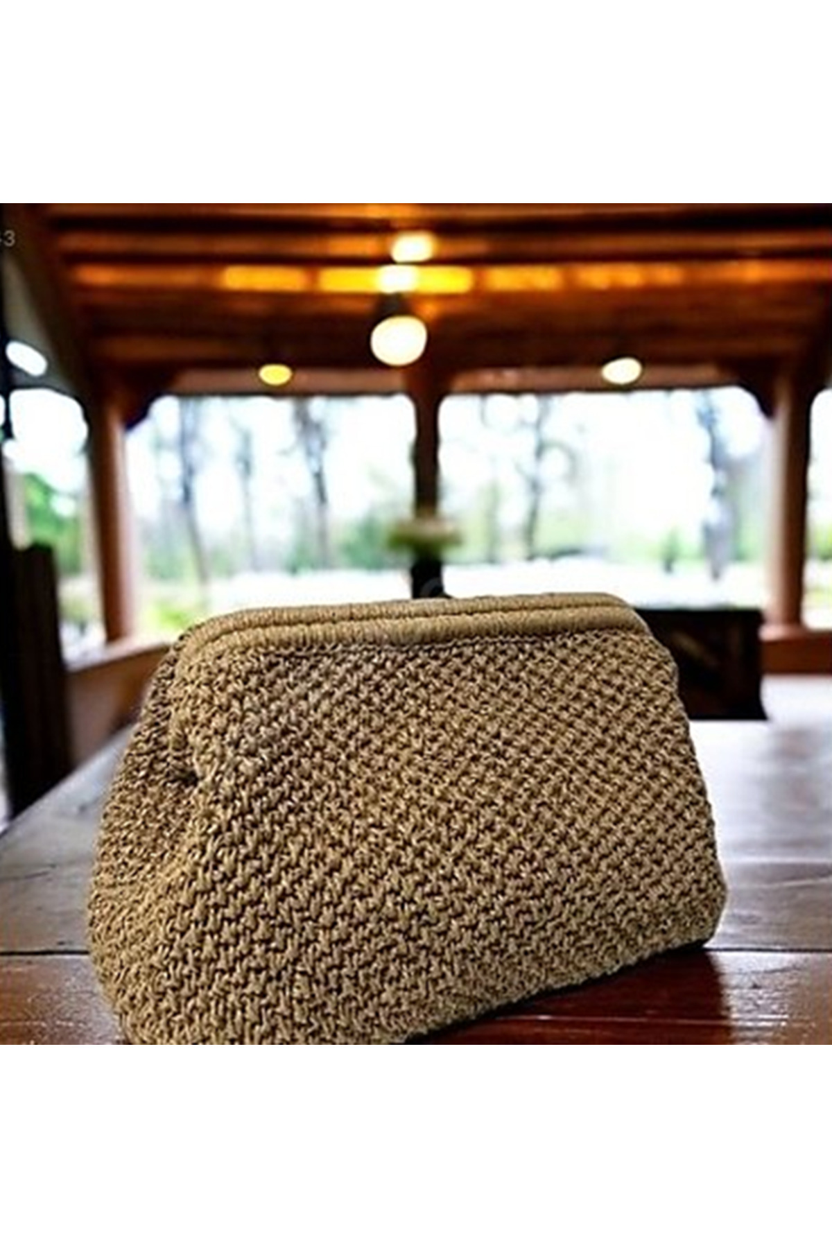 Handmade Hasır Clutch Çanta görsel 2
