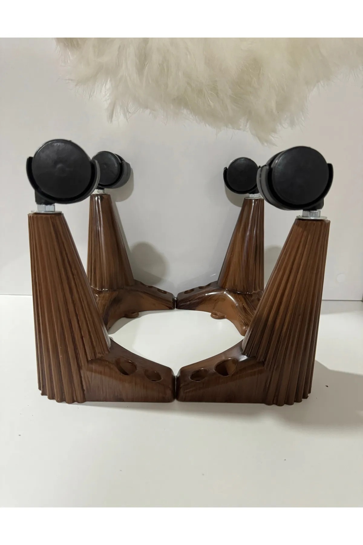 şahmelistore Tekerlekli Sehpa Masa Ayağı,akıllı Sehpa Ayağı, Sihirli Sehpa Ayağı Ceviz 4 Adet 360 Derece 20 Cm