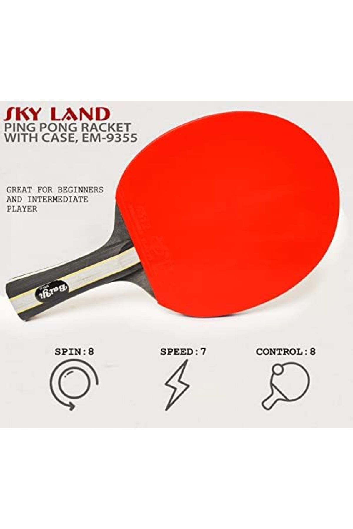 Skyland-Sports Table Tennis Racket Set Em-9355 | 2 Ping Pong Rackets, 3 Balls & Case, Professional Tt Racket 2