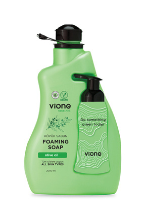 vione Köpük Sabun 2 Lt Doğal Zeytinyağlı (köpük Yapıcı Sabunluk Hediyeli)