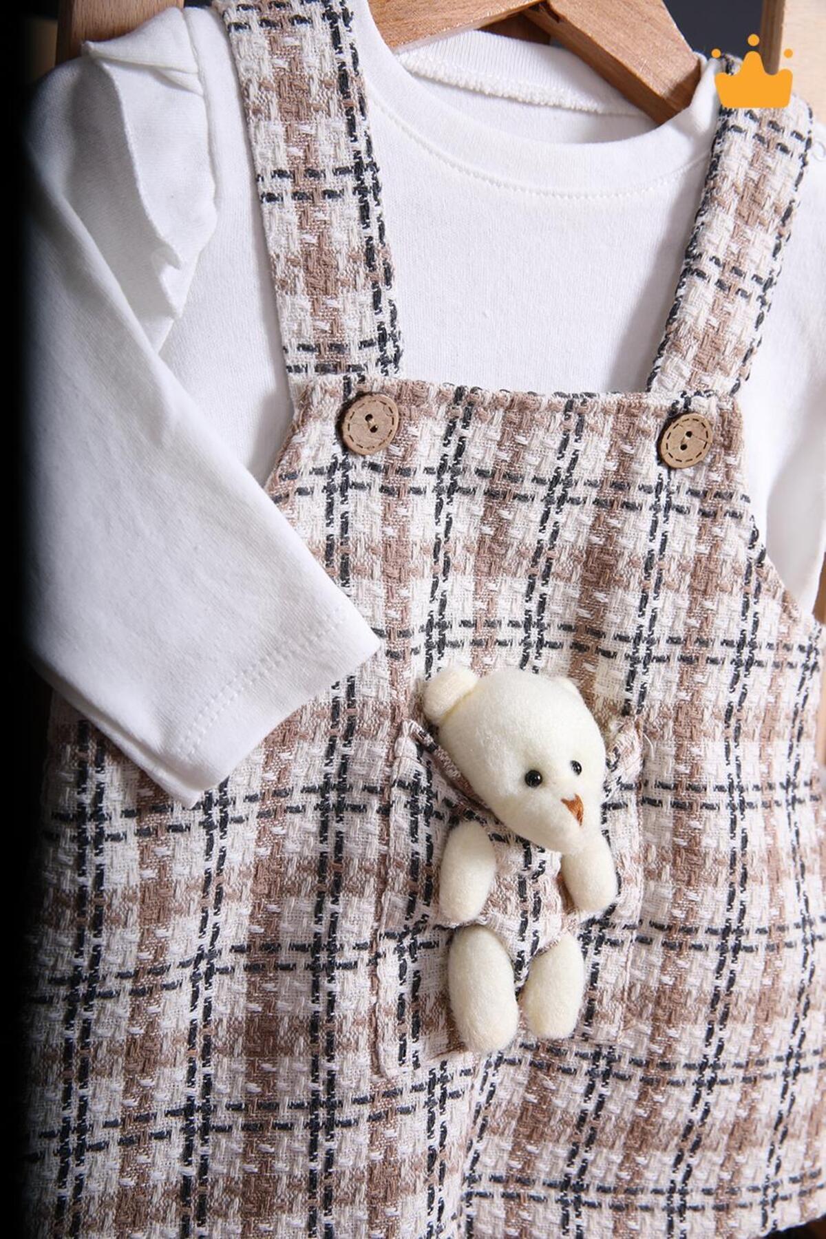 Babyhola Şık Bayramlık Ayılı Oyun Arkadaşı Tüvit Kız Bebek Çocuk Badi Jile 2'li Oyuncaklı Elbise Tak fotoğrafı 7 (önizleme)