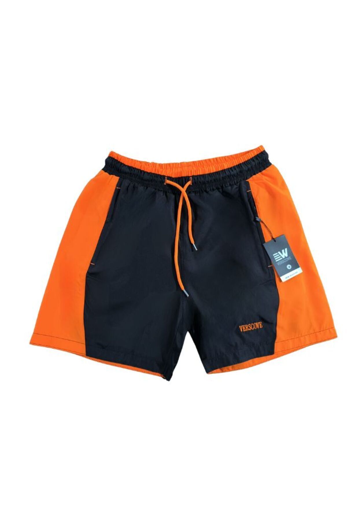 VERSCOVE-Swim Shorts Plus Size Micro Fabric Side Stripe Zipper Pockets Lining Mesh Pool Shorts 1