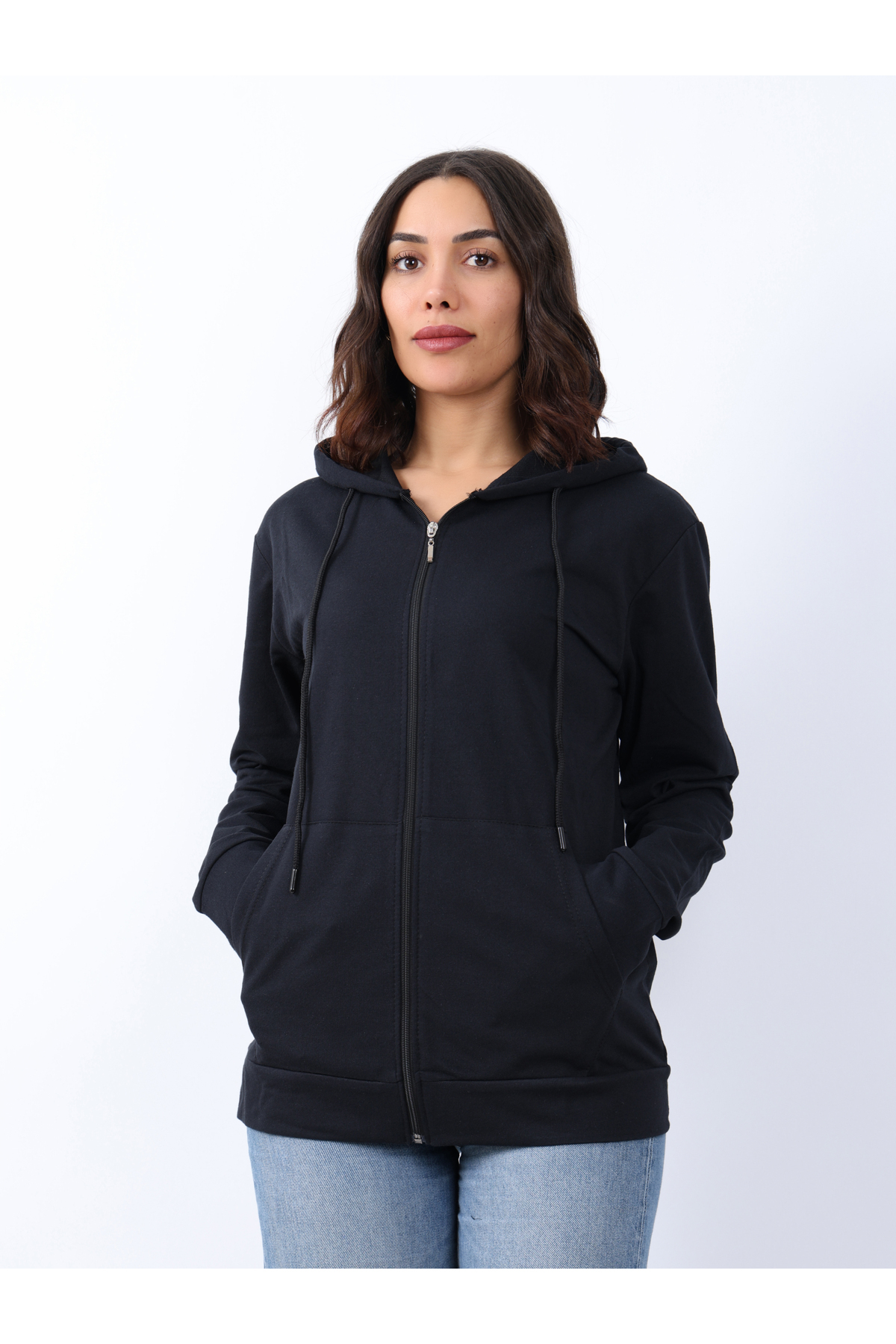 VERSCOVE  Sweatshirt Kanguru cepli Kapişonlu Önden Fermuarlı 2 iplik Mevsimlik Rahat kalıp - Görsel 5