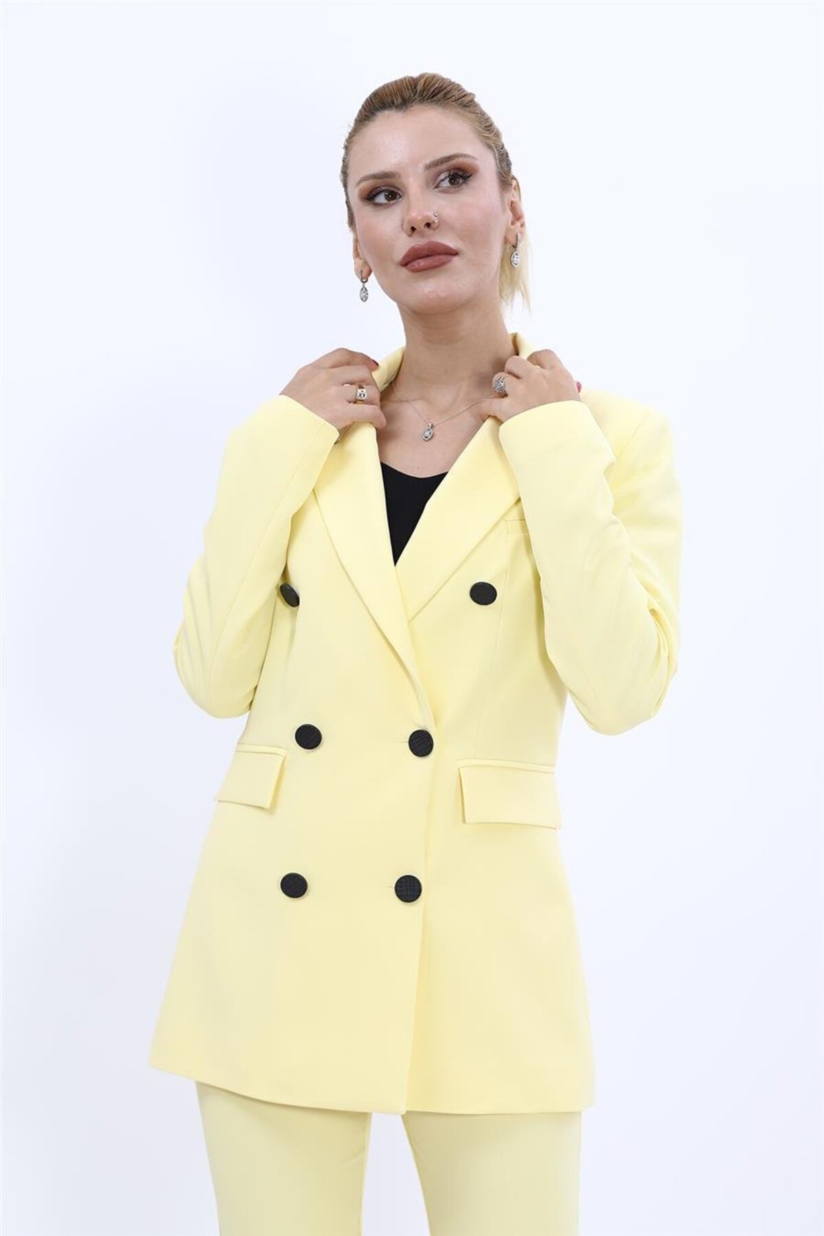Men's Collar Dry Collar Blazer Jacket-Yellow