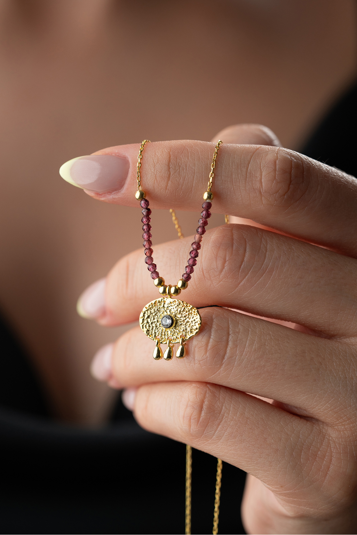 Silvano Jewelry 925 Ayar Gümüş Boncuklu Süryani Gözü Kolye görsel 2