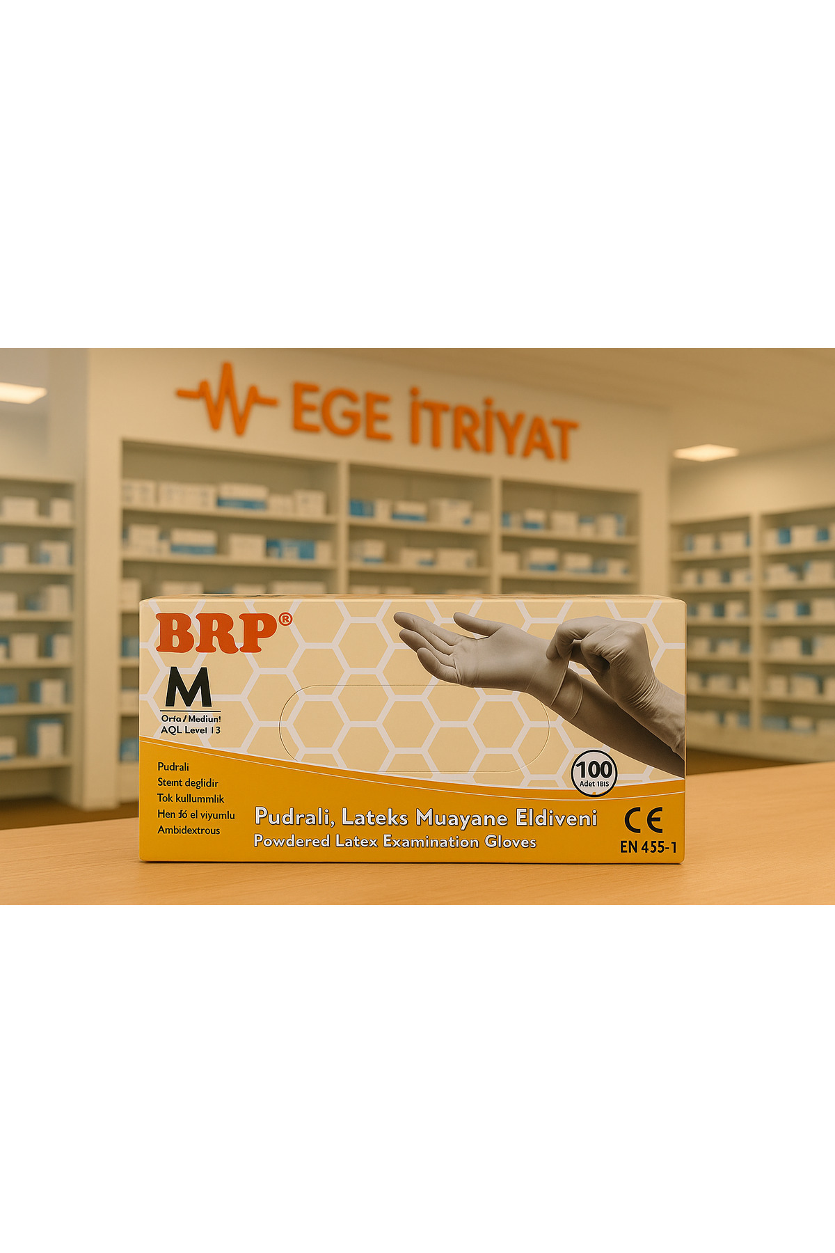 Marka BRP Pudralı Lateks Muayene Eldiveni Medium (M) Beden – 100’lü Kutuda Hijyenik