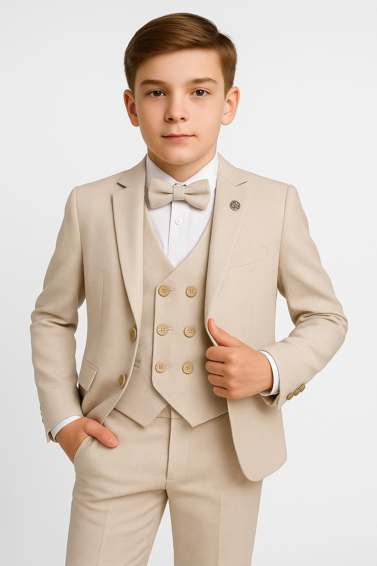  کت و شلوار پسرانه ۵ تکه برش مدرن (۲ تا ۱۳ سال)